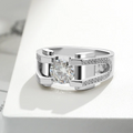 White Gold S925 Silver Rings DVVS1 Moissanite 1CT 2CT Round Shape Moissanite Stones Men Silver 925 Ring