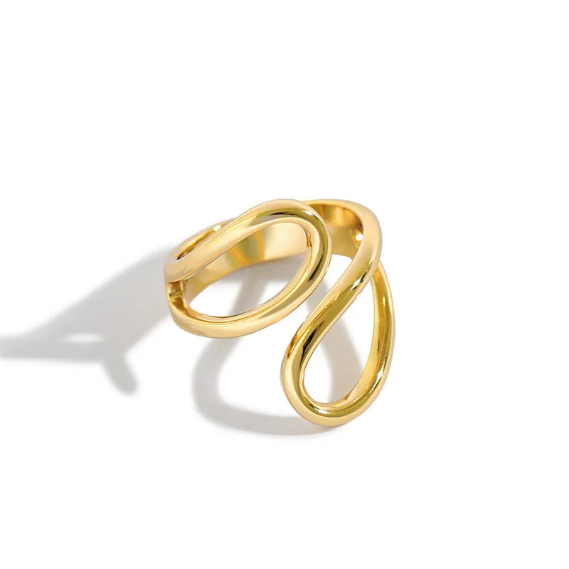 Party Jewelry for Men and Women Infinity Handmade Loop Bypass Ring 925 Sterling Silver Double Loop Wide Ring