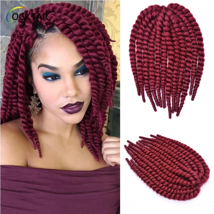 Japanese Kaneka fiber double strand cuban twist hair braids milo kinky braid cuban twist afro crochet hair extensions