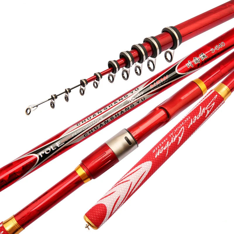 Rods Fishing Saltwater Telescopic Fishing Rod Distance Throwing Rock Carbon Fiber 2.7m-6.3m Cloth Bag Hard 136g-496g Fishing Rod