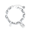 Unique Geometric Square Smile Charm Pendant 925 Sterling Silver Bracelet