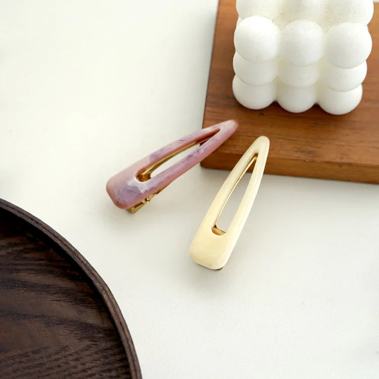 CANYUAN Spot Wholesale Korean Style Beige Hollow Water Drop Shaped Acetate Hair Clip Cute Ladies Hairpin Wholesale