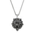 Men's Stainless Steel Wolf Pendant Vintage Gothic Viking Tribal Wolf Necklace Punk Style Fierce Amulet Wolf Head Jewelry