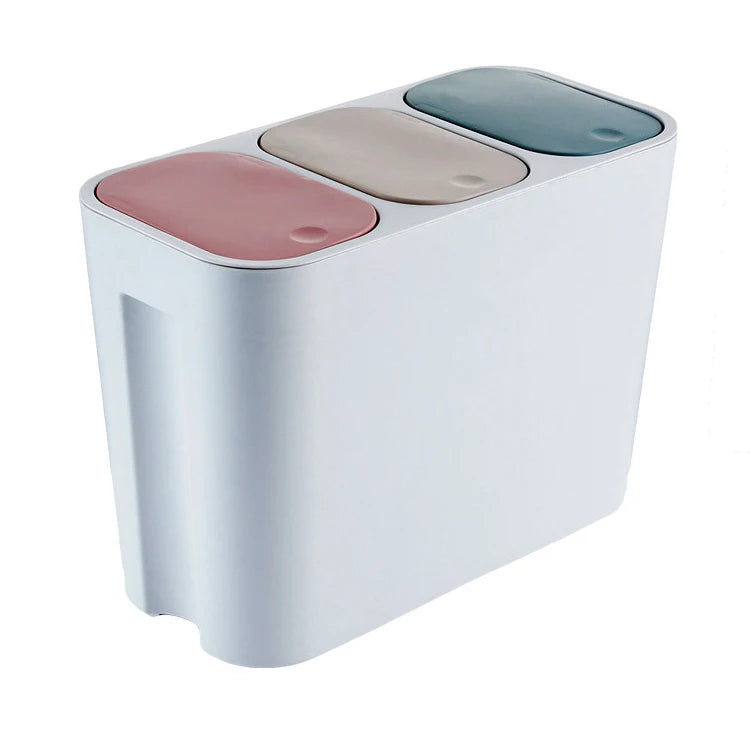 Hot Selling Stainless Steel Standing 3 Bins Eco-Friendly Home Use Pop up Trash Can Sorting Garbage Can
