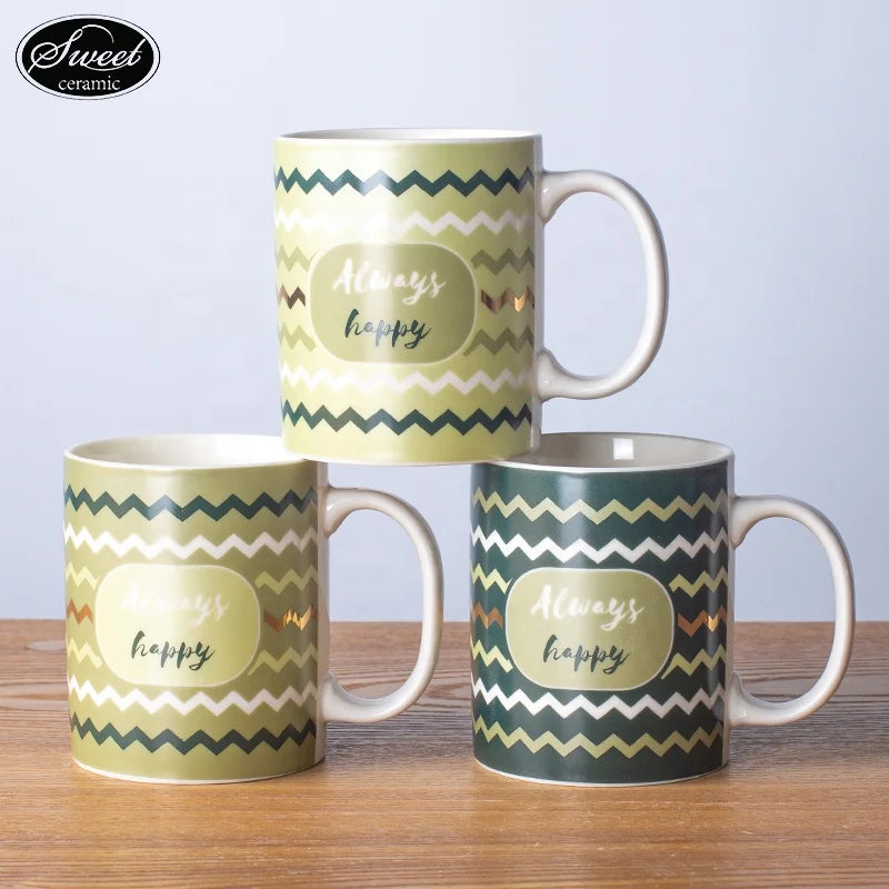 Manufacturer Nordic Promotional Custom Logo Gold Printing White 11 Oz White New Bone China Wholesale Ceramic Coffee Mug MegaBDM