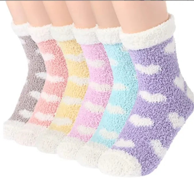 Fluffy Slipper Socks Cute Colorful Crew Soft Plush Home Indoor Custom logo Wholesale Heart Socks for Woman