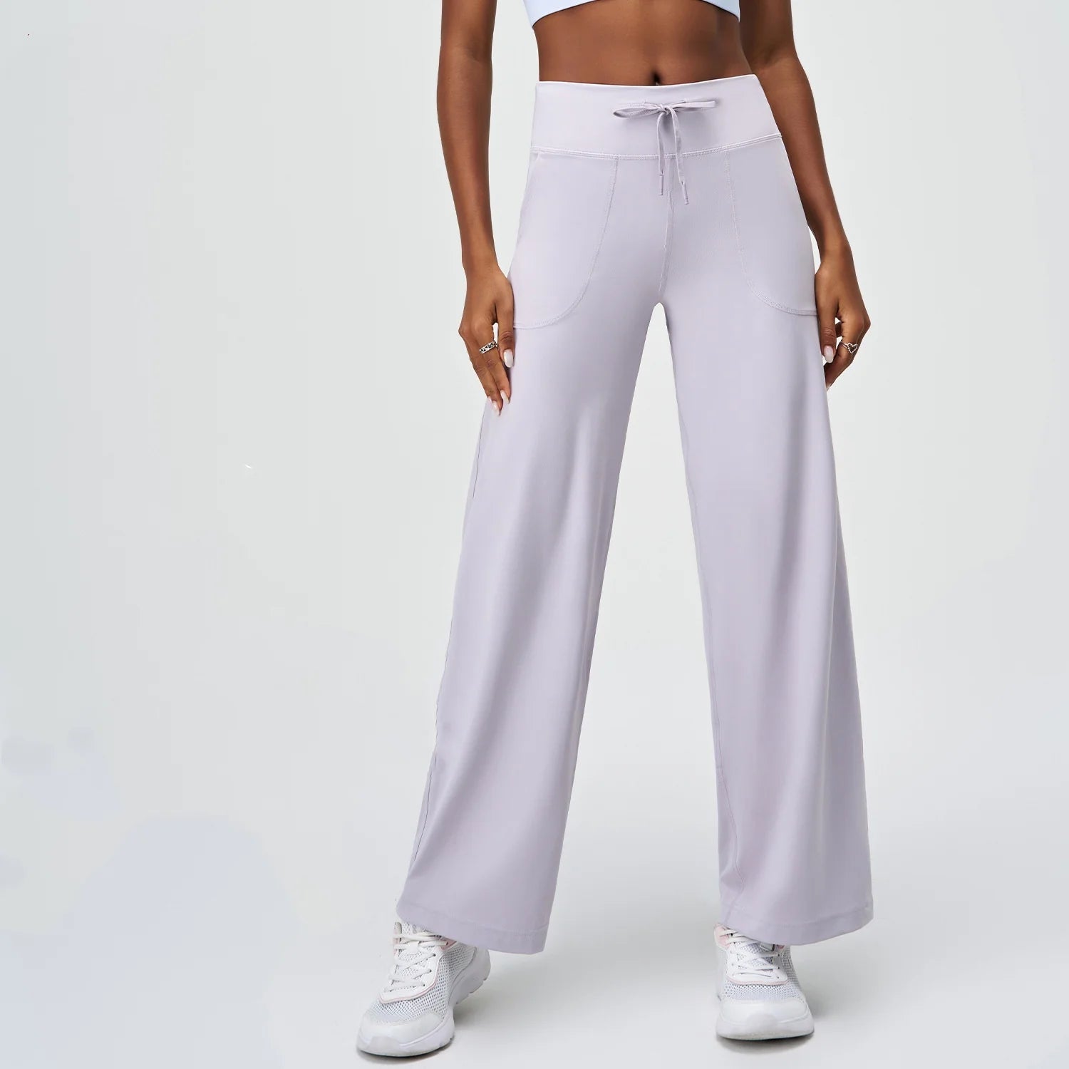 Micro Flare Yoga Pants Women High Waisted Tummy Lifting Hip Shaping Side Pockets Draped Wide Leg Pants
