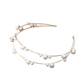 Hot Sale Pearl Hairband Korean Version Crystal Two Layers Headband Row Retro fairy With Thin Headband Female Bride's Hair Band