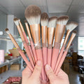 Private logo Glitter Vegan 10pcs Makeup Brushes Set Holder Pink 10pcs Luxury Bling Diamond Synthetic Hair Accept Logo Custom