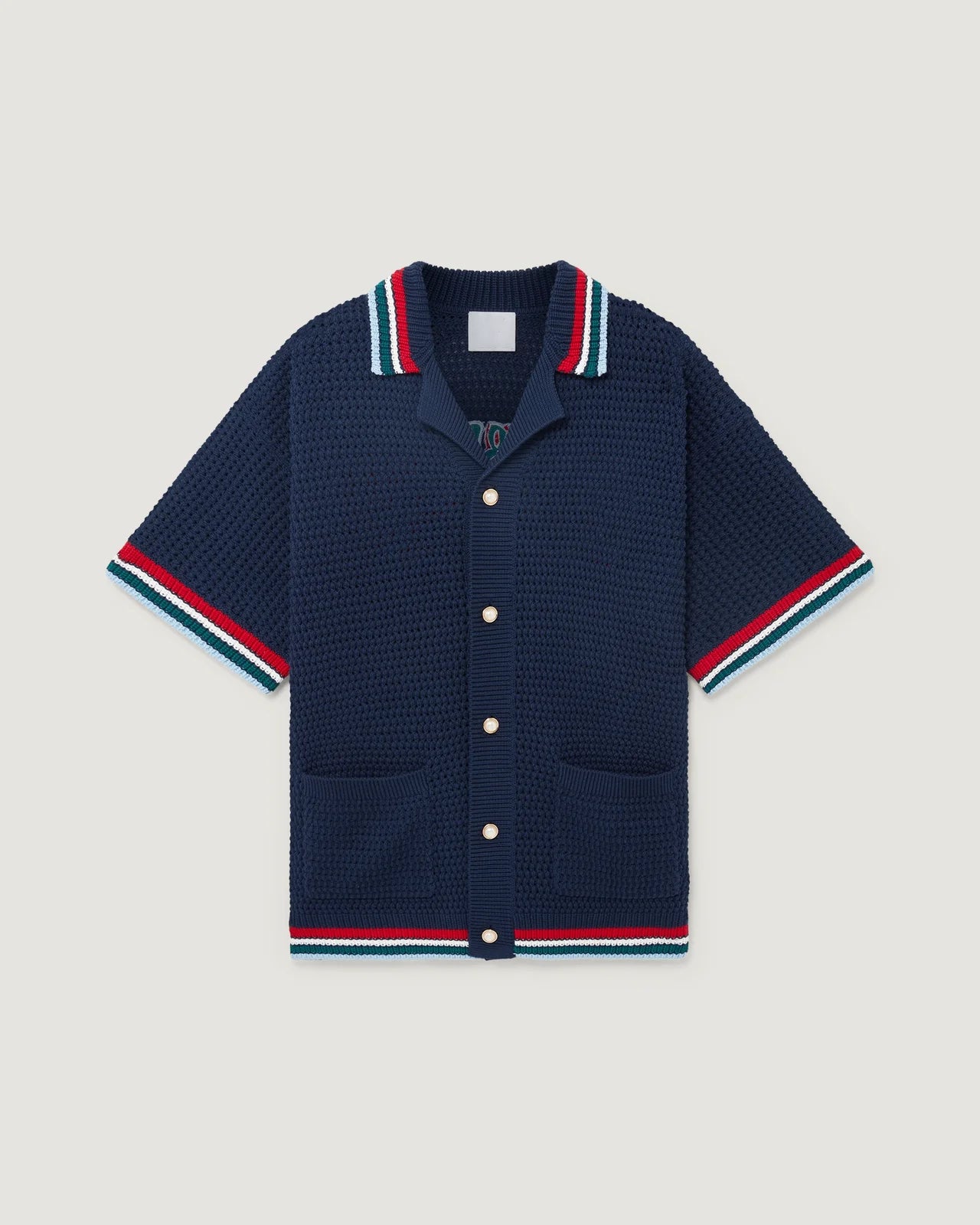 Custom Design Logo Mesh Short Sleeve Cotton Mesh Summer Beach Hollow Out Knitted Polo T-shirt Men Crochet Shirt