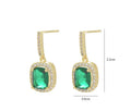 Christmas Square Gold Plated Chandelier Earrings 2024 Gift Anniversary Trendy Green Turquoise Jewelry Fashion Vintage for Women