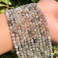 Wholesale 15-Inch Faceted Gray Labradorite Stone Beads 2/3/4mm Variations for Jewelry Making & DIY