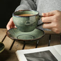 Exquisite 12oz Vintage Spotted Ceramic Coffee Mug and Plate Set