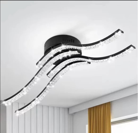Modern Aluminum and Acrylic Wave Ceiling Light Art Decor Design E27 LED Ceiling Lamp Living Room Bedroom Dining Room