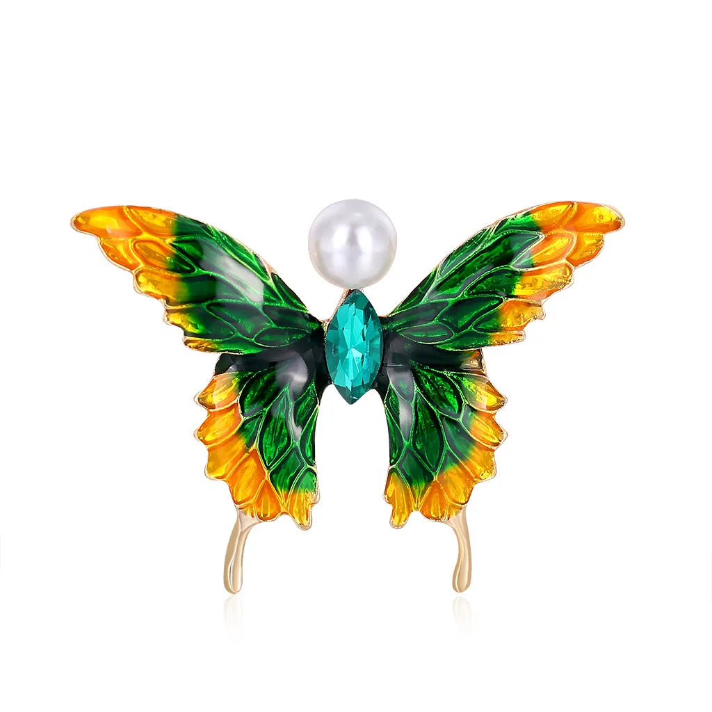 New European American Fashion Women's Clothing Pins Alloy Pearl Butterfly Brooch for Clothes Parties Weddings Engagements Gifts