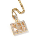 Custom Micro Paved CZ Diamond CEO King Name Pendants Trendy Brass Zircon Sublimation Capital Letters Rhodium Plated Iced Chain