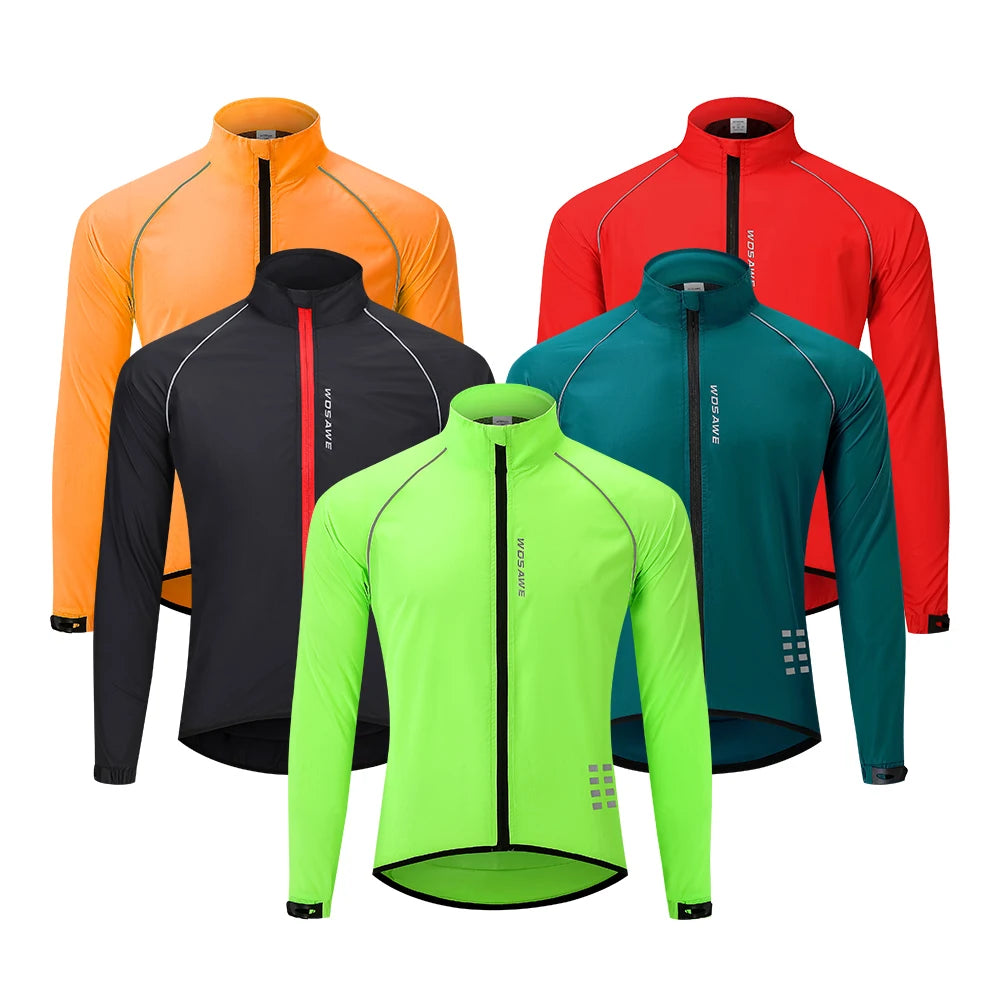 WOSAWE Men's  Reflective Cycling Jacket Windproof Bike Windbreaker Water Repellent MTB Road Hi-Vis Bicycle Jersey