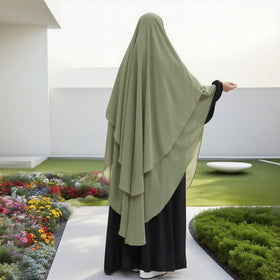 Women's Dresses Islamic Clothing Two Layers Flowy Chiffon Khimar Women Muslim Long Hijab Dress Top Prayer Abaya Maxi Khimar Eid