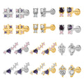 Poennis Helix Piercing Gold Silver Plated Stainless Steel 6 8Mm Ear Labret Tragus Flat Back Stud Earring Jewelry