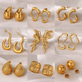 Wholesale 18k Gold Plated Stainless Steel Earrings Waterproof Jewelry Stud Earrings Irregular Earrings for Ladies