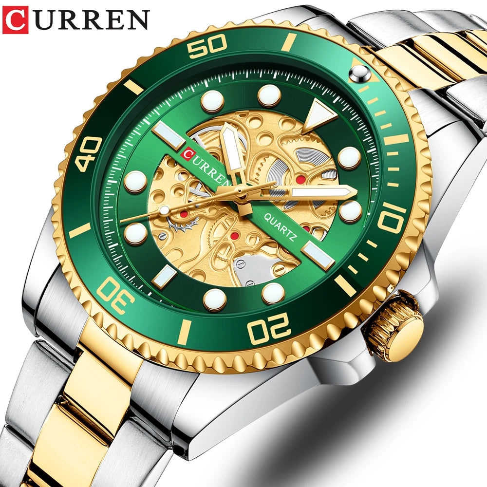 CURREN 8412 Watches New Fashion Design Quartz Clock Men Watch Stainless Steel Band Luminous Wristwatches Male Relogio Masculino