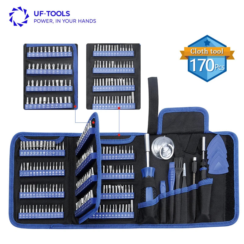 170-Piece Multi-Functional Screwdriver Repair Tool Combo Kit Household Fixing Bag Computer Tool Kit Case