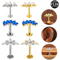 Gaby Wholesale ASTM F136 Titanium  Blue Lip Shiny Helix Piercing Flat Back Labret G23 Internal Thread Body Piercing Jewelry