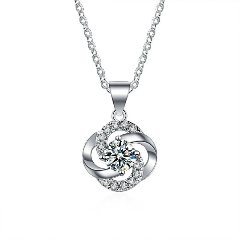 S925 Sterling Silver Moissanite Clavicle Chain Necklace Pendant