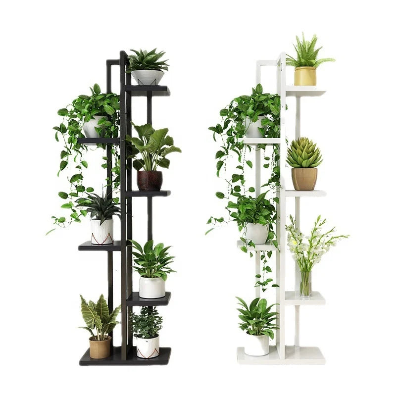 Planter Display Multilayer Flower Stands Holder Iron Shelf Rack Wood Plant Stand