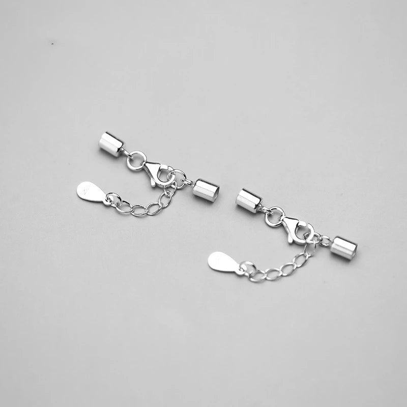 Good Quality Sterling Silver 925 Leather Rope Connector for Jewelry Bracelet Necklace Making