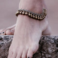 Fashion Handmade Antique Gold Beaded Anklets Braided Woven Rope Jingle Bell Ankle s