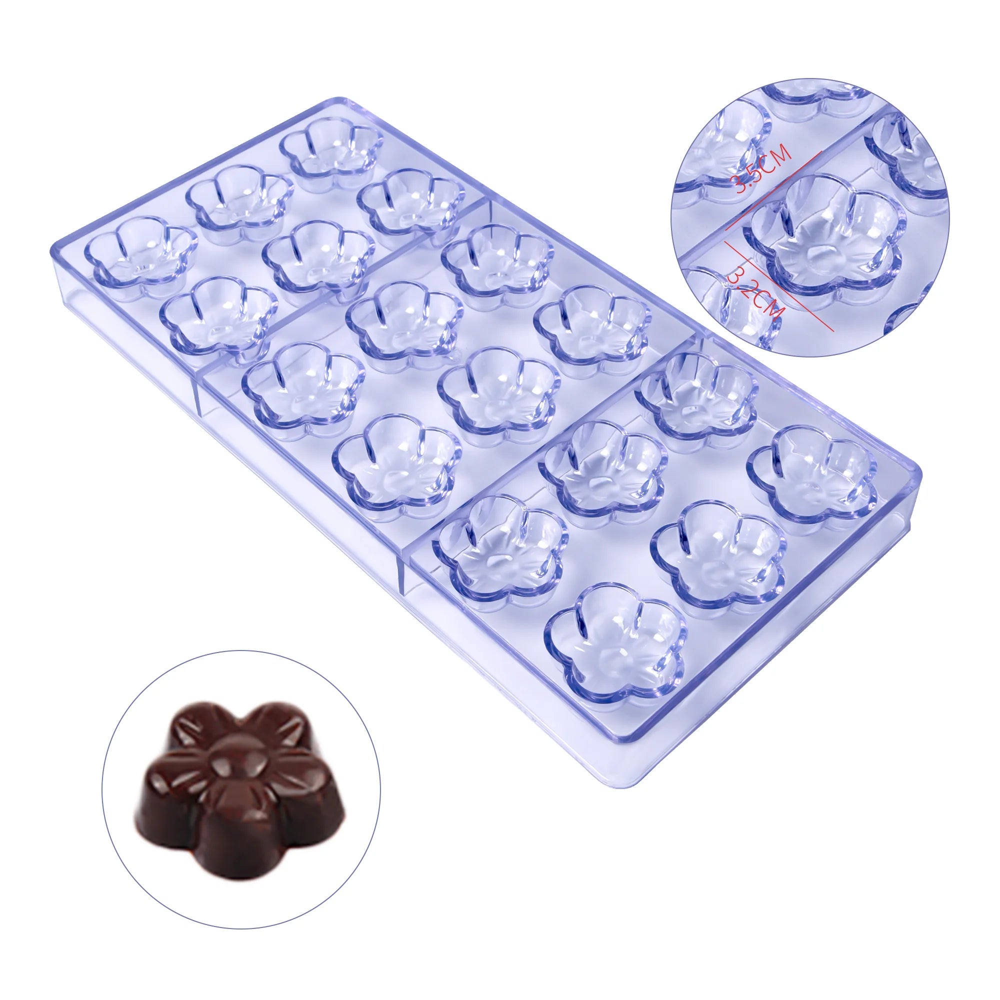 Wholesale Food Grade Homemade 3D Plum Blossom Flower Candy Custom Polycarbonate Chocolate Mold
