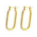 Wholesale Custom 18K Gold Plated Stainless Steel Thin U Hoop Zircon Earrings 2023