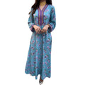 Middle East Muslim Women's New Print Models Spring and Summer Abaya Stamping Diamond Stitching Lace Fashion Retro Robe