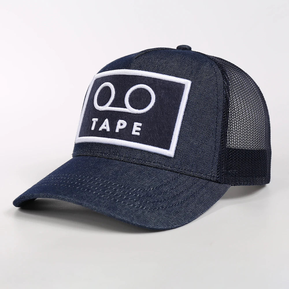 OEM Factory Custom 5 Panel Denim 3D Embroidery Logo Men Women Mesh Cap Trucker Hat