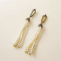 Vintage Jewelry Baroque Rhinestone Stud Earrings Women Long Pearl Tassel Dangle Earrings for Party