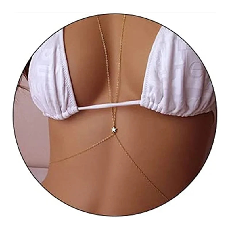 Boho Body Chain Gold Star Waist Chain Bikini Sexy Body Jewelry Chain for Women and Girls