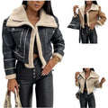 SU3120 Hot-selling Fall Winter Coat for Ladies Lamb Wool Thick Warm Zipper Long Sleeve Short Motorcycle Jacket for Women Winter