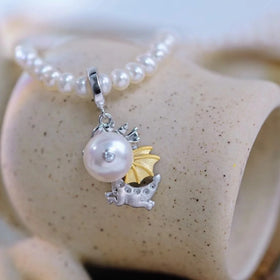 P2502 8-9mm DIY Natural Freshwater Pearl Charm Pendant Necklace Accessory 925 Sterling Silver Jewelry for Women Without Chain