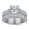 Fine Jewelry Custom 925 Sterling Silver Jewelry Princess Cut Rhodium Plated Nickel Free AAA Zircon Ring Set Wholesale