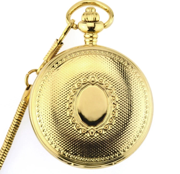Antique Skeleton Brass Mechanical Movement Roman Automatic Mechanical Dial Round Pocket Watch