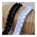 25mm Black White Elegant Polyester Lace Ribbon Knit Soft Quality Garment Dress Decorative Pleated Ruffled Hat Webbing Trimming