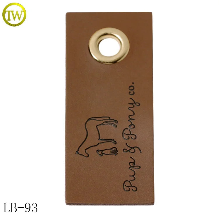Rectangle Shape Bags Leather hang Tags Custom Private Name Patches Brown Color Backpack Real Labels With Eyelet