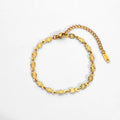 Vintage Dainty 18K Gold Plated Stainless Steel Daily Use Anklet Bracelet with Oval Petal Chain Fashionable Jewelry