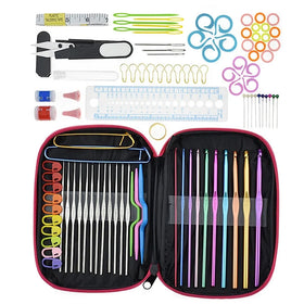 SHELIKE 100pcs DIY Aluminum Crochet Kit With Yarn Knitting Needles Sewing Kit Tools Crochet Hook Set