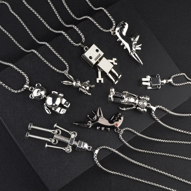 European American Street Fashion Men Hip Hop Necklace Stainless Steel Jewelry Personality Female Ins Sweater Chain Pendant