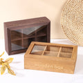 Hot Sale Rustic 8 Compartment Tea Bag Storage Tea Organizer Natural Wood Home Kitchen Decor Unfinished Bamboo Tea Box