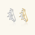 FUAMAY 18K Gold Plated Marquise Diamond Single Ear Climber Silver Earrings Sterling Silver Ear Cuff Earrings