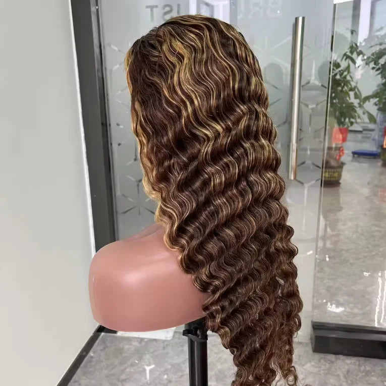 Wholesale P4/27 Highlight Color Deep Wave HD Lace Frontal Wig Brazilian Human Human 13x4 Lace Front Wig Vendor