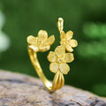 OEM Good Price Pure 9 14 18K Gold Plated S925 Sterling Silver Jewelry Handmade Flower Adjustable Rings for Women Luxury Wedding